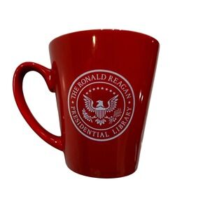Vintage 90s Ronald Reagan Presidential Library First Lady Coffee Mug Red RARE
